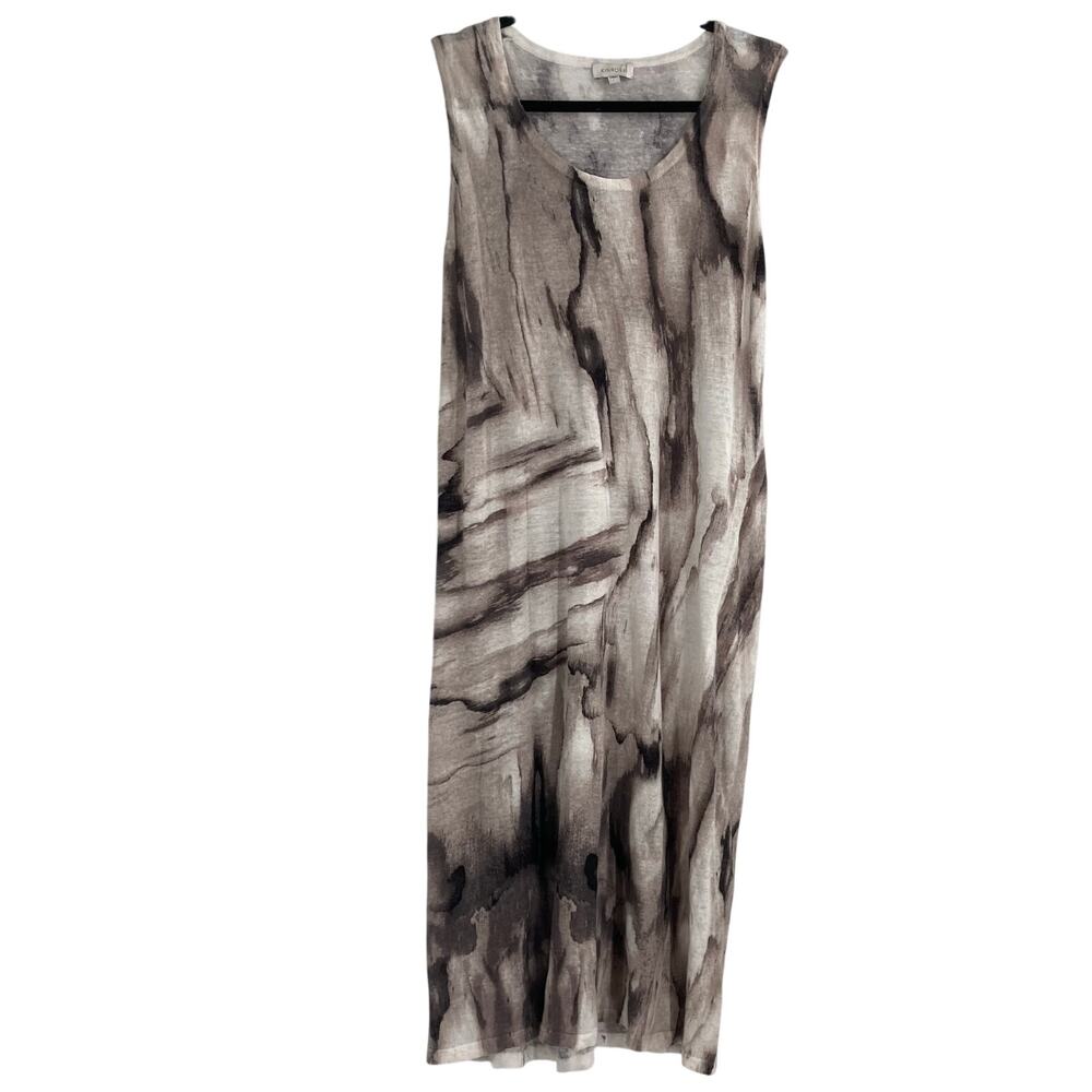 Kinross 100% Linen Sleeveless Midi Tie Dye Dress Women’s Large Beach Minimal